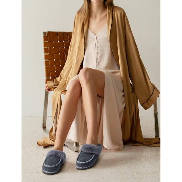 🆕Womens Grey Memory Foam Cozy Fluff Plush Comfy House Winter Slippers - Picture 9 of 11